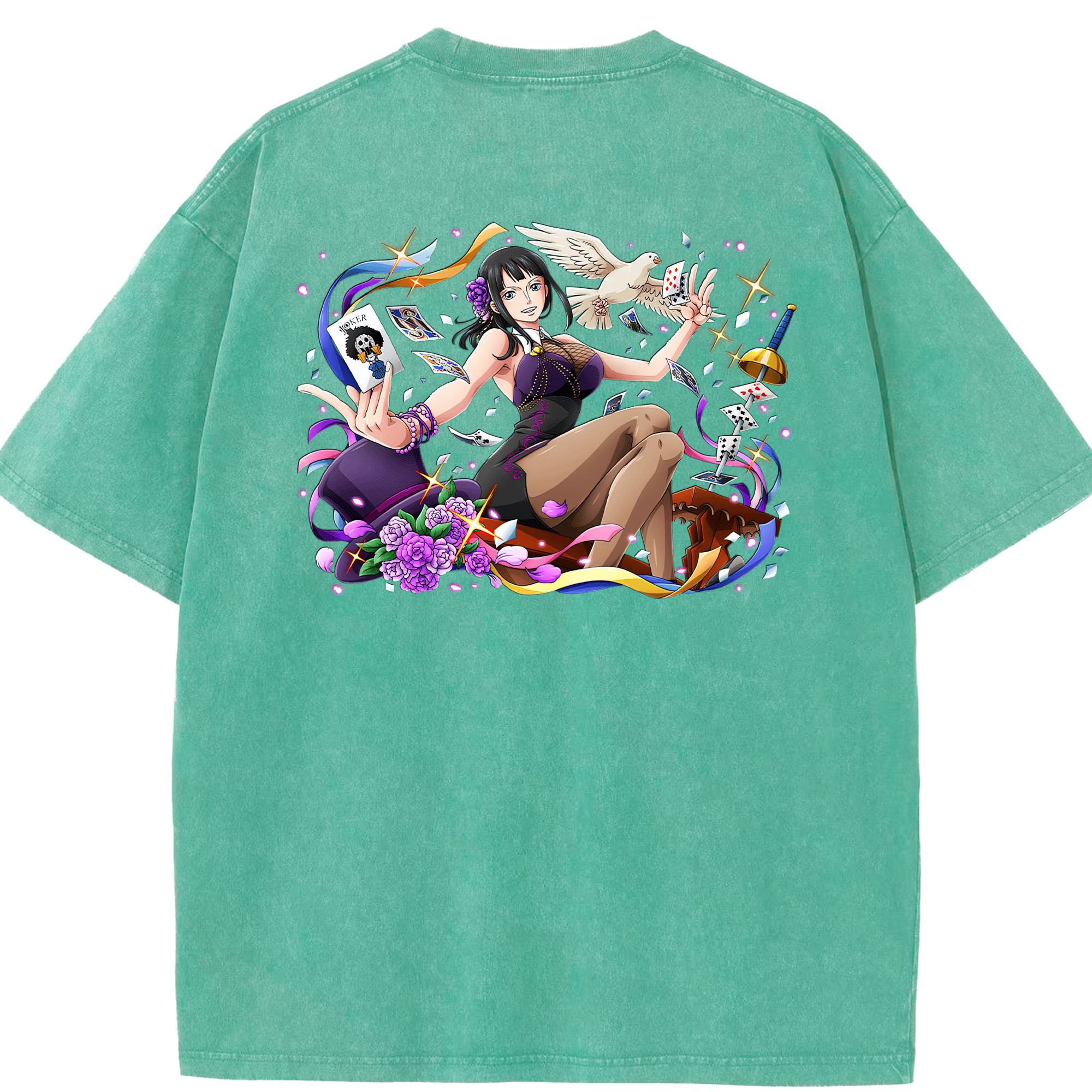 ワンピース ニコ・ロビン ONE PIECE Nico Robin 綿100% ヴィンテージ風 半袖Tシャツ（背面プリント）